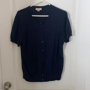 Navy blue loft size large short sleeve cardigan